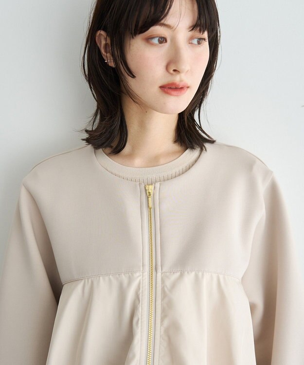 YECCA VECCA 異素材MIXバルーンブルゾン Light Beige