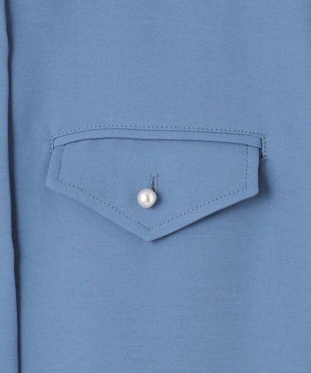 組曲 【サッシュベルト付き】パールボタンシャツワンピース ブルー系