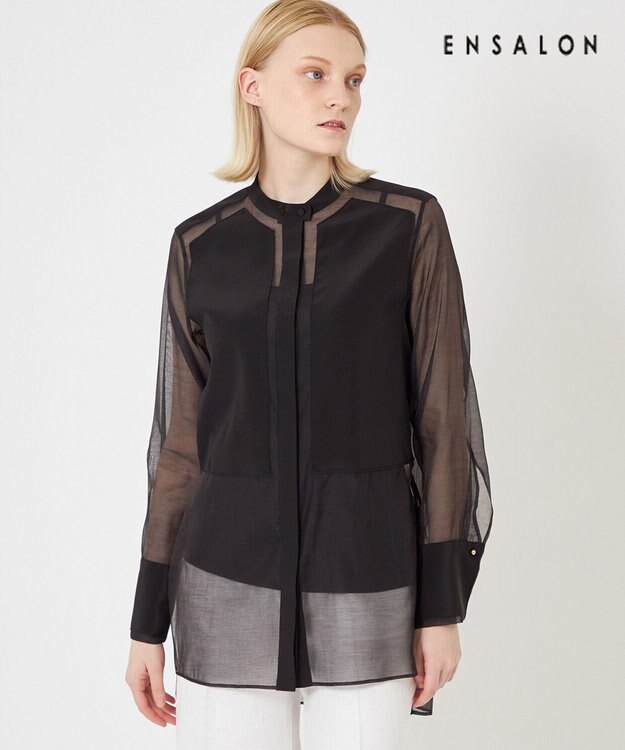 BEIGE， 【WEB限定】SAPHIR / シアーブラウス Black