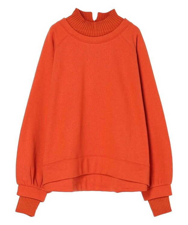 Green Parks 裏起毛ニットリブドッキングプルオーバー Orange