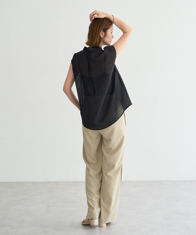 YECCA VECCA シアーボウタイブラウス Black