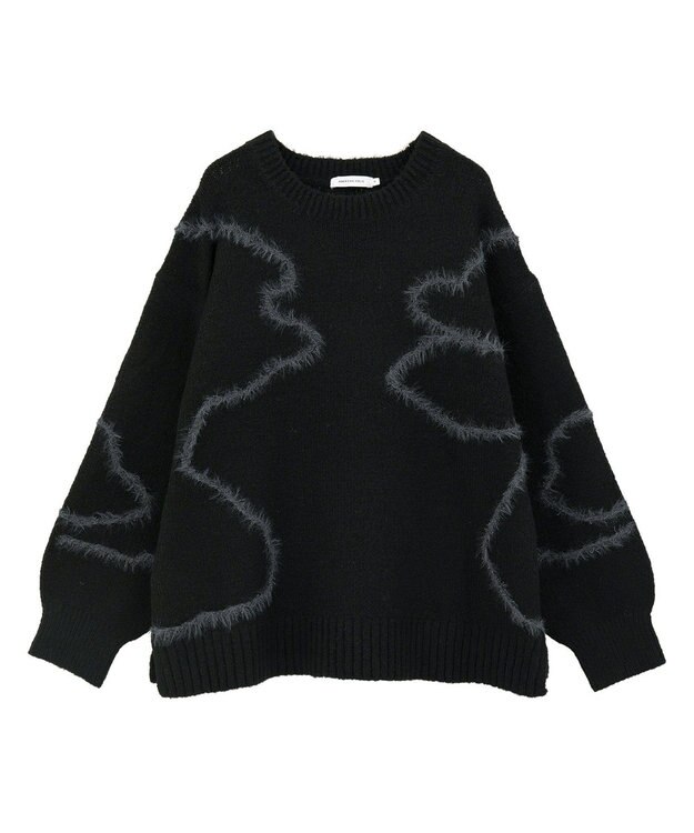 AMERICAN HOLIC ニュアンスライン柄ニットプルオーバー Black