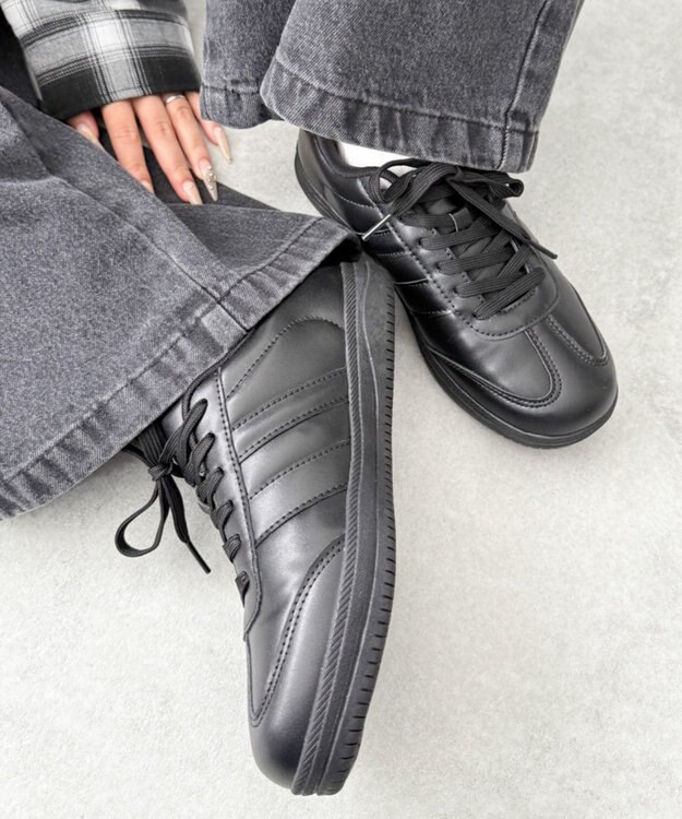 WEGO 2ラインローカットスニーカー ブラック