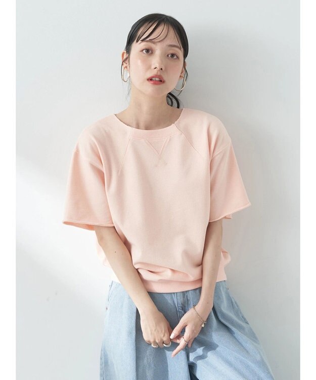 earth music&ecology デザインネックウラケプルオーバー Pink Orange