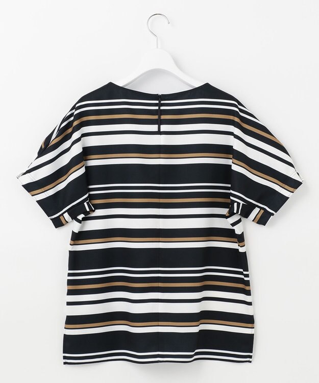 自由区 【接触冷感・速乾・UVカット・撥水・防シワ】リネンライクツイル プルオーバーブラウス ネイビー系1