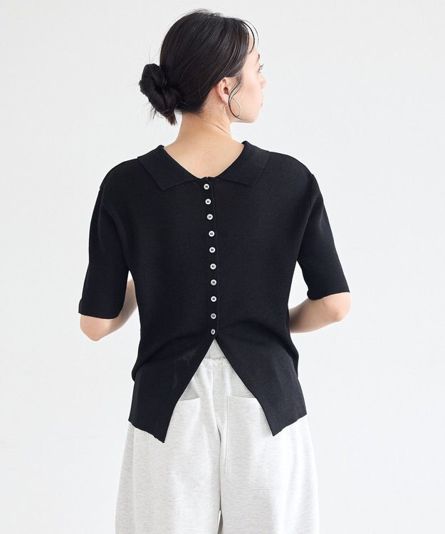 earth music&ecology 前後2WAYポロニット Black