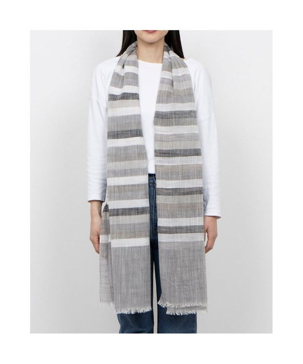 UNBILLION カシュネ cache nez / 綿混ボーダーストール ブラック