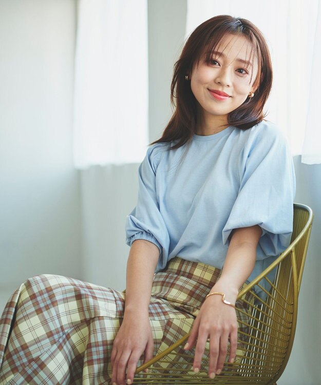 Feroux 【UVケア】バックリボンボリュームスリーブ Tシャツ スカイブルー系