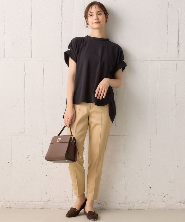 組曲 L 【WEB限定】ライトジョーゼット袖タック ブラウス ブラック系