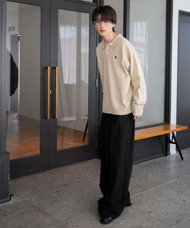 WEGO 【25年秋冬新作/ユニセックス着用ITEM/MLサイズ展開】別注USPOLOニットポロ ホワイトアイボリー