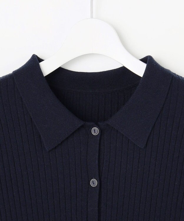 ANY SIS S CICA加工 襟デザイン ニット ネイビー