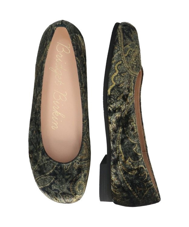 Bridget Birkin 【Bridget Birkin】オブリークバレエシューズ グリーン雑材