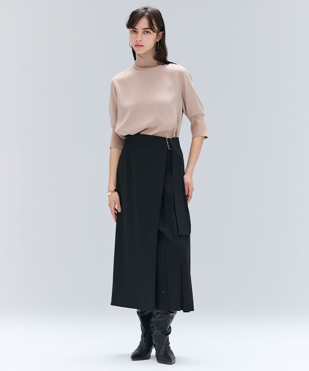 BEIGE， 【セットアップ対応・洗える・BAILA 11月号掲載】ZEPHYR / ウールライクアシンメトリープリーツスカート Black