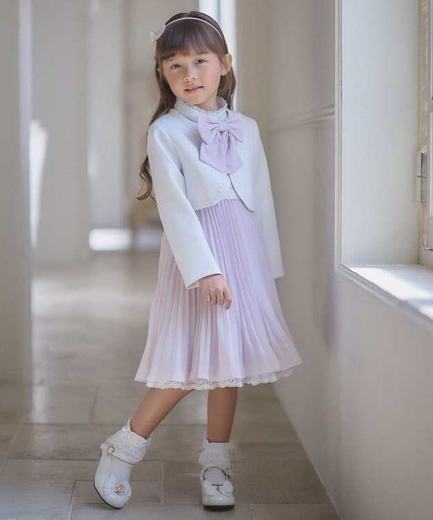 ANY KIDS シフォン プリーツ ワンピース ラベンダー