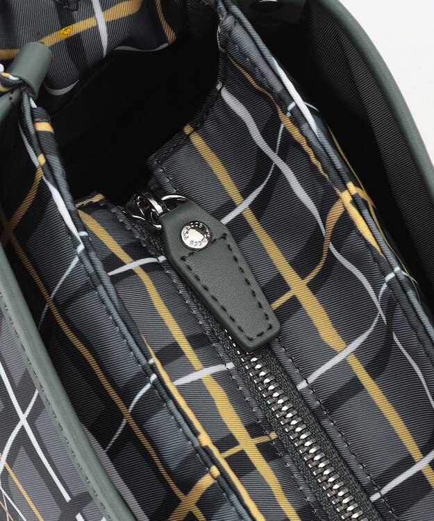 Y'SACCS ドローイングチェックショルダーバッグ グレー