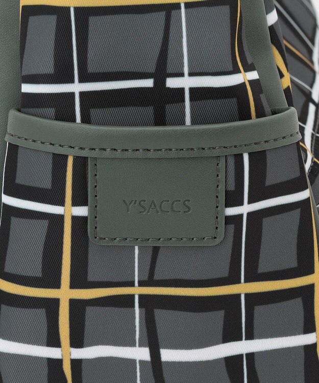 Y'SACCS ドローイングチェックショルダーバッグ グレー