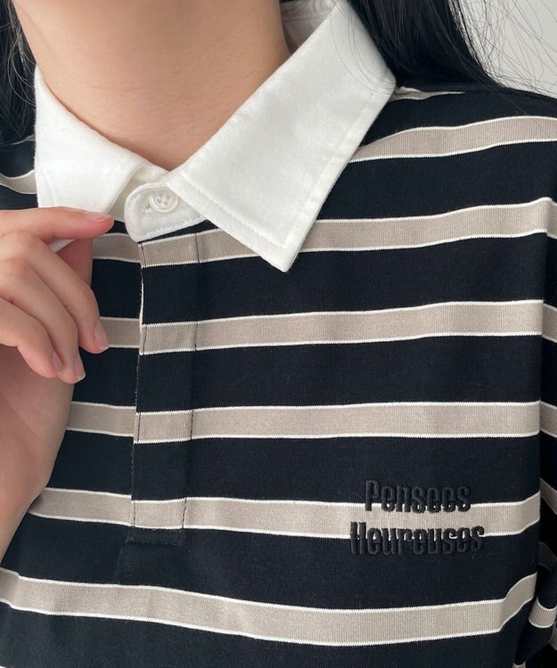 WEGO ボーダーラガーシャツ ブラック