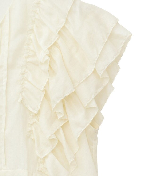 YECCA VECCA ラッフルVネックブラウス Black