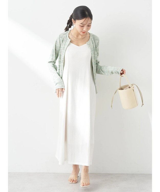 earth music&ecology メランジリブカーディガン Green