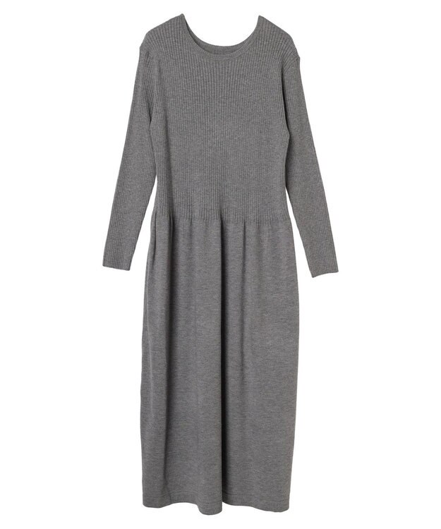 Green Parks ・Ｐｅｔｉｔ　Ｆｌｅｕｒ　フレアニットワンピース Gray Mixture