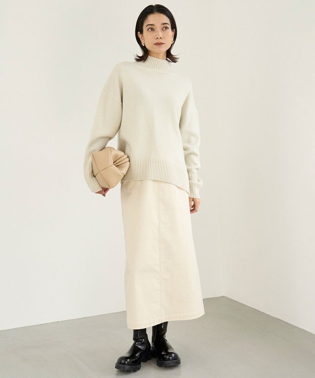 UNFILO カシミヤブレンド ハイネック ラメニット シルバーラメ