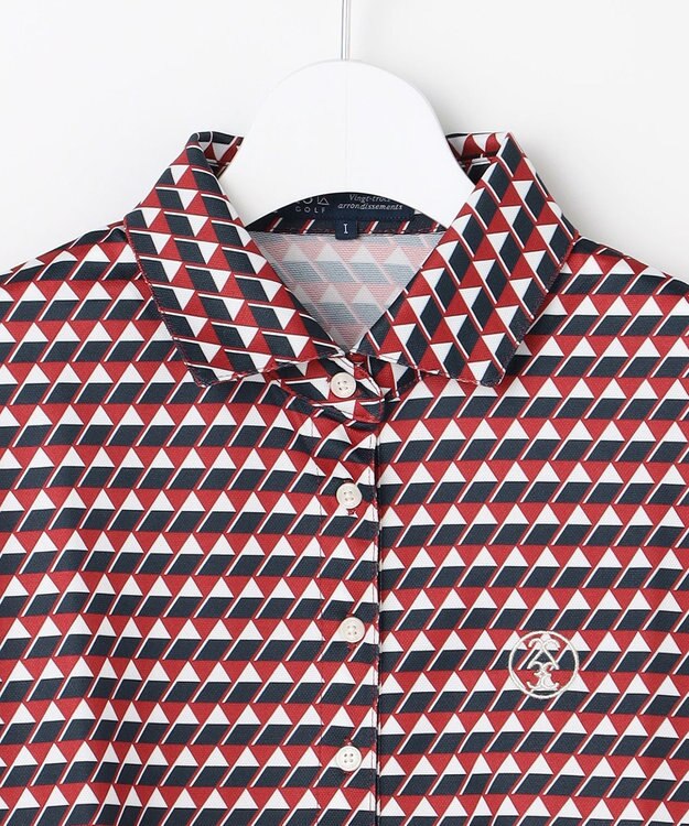 23区GOLF 【WOMEN】フラッグプリント長袖ポロシャツ レッド系5