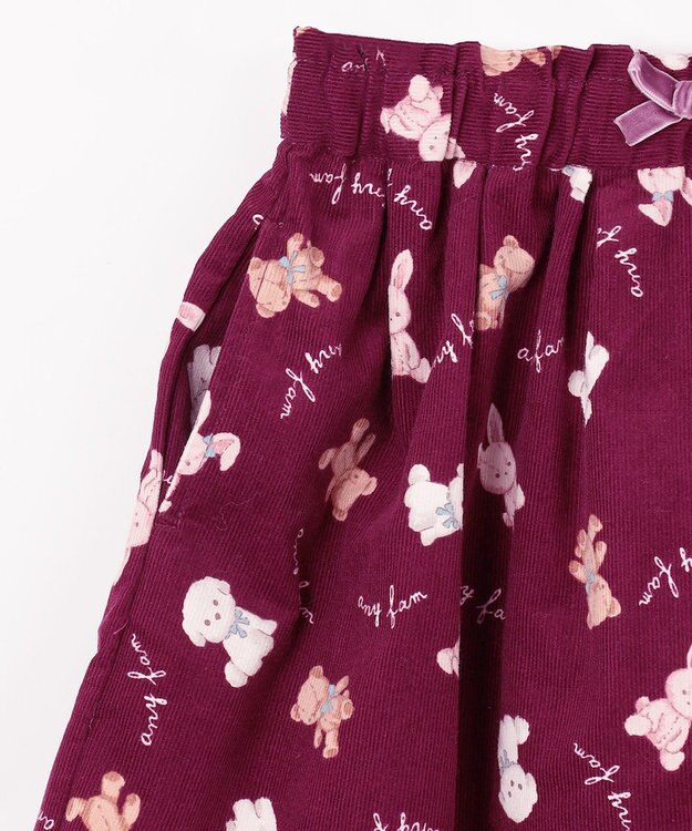 ANY KIDS アニマル 総柄 スカパン ボルドー系