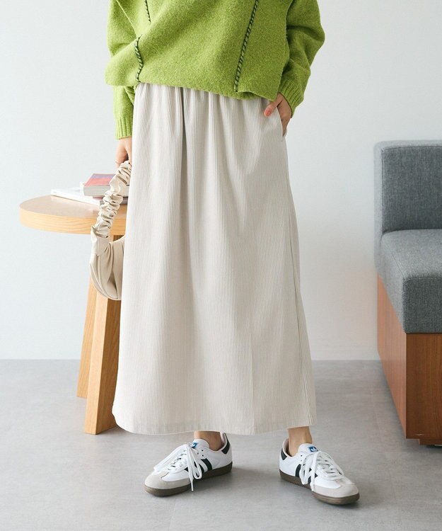 CRAFT STANDARD BOUTIQUE カットコーデュロイタイトスカート Gray Beige
