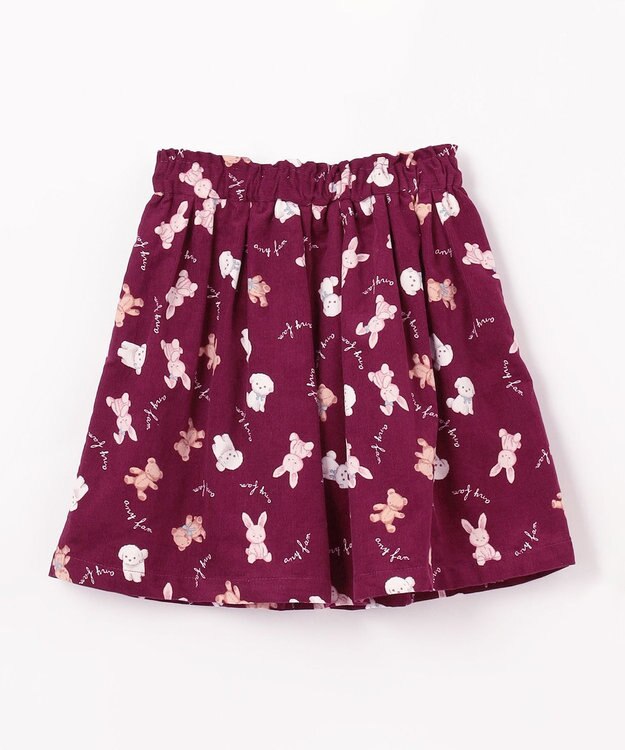 ANY KIDS アニマル 総柄 スカパン ボルドー系