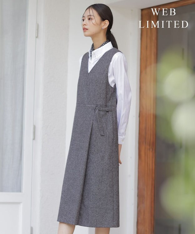J.PRESS LADIES L 【WEB限定カラーあり】ツイードツイル ジャンパー ドレス 【WEB限定】グレー系