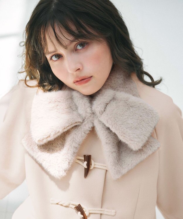 Feroux リボンファー ティペット ベージュ系