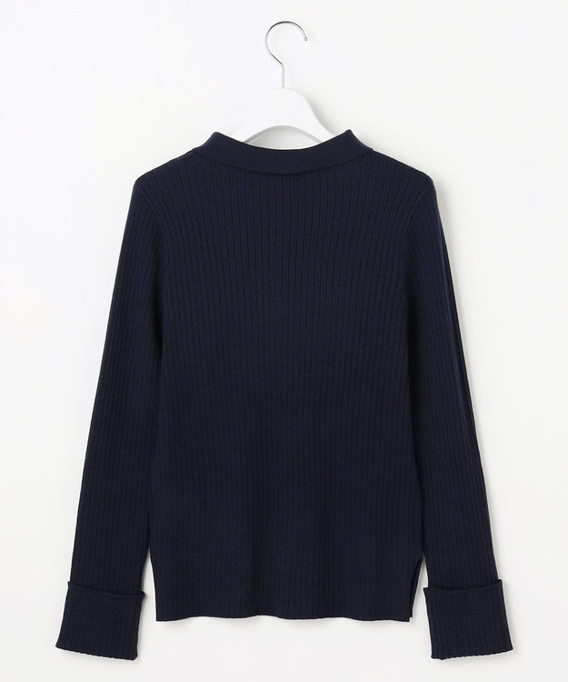 ANY SIS S CICA加工 襟デザイン ニット ネイビー