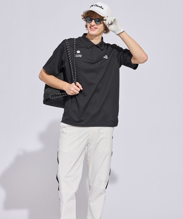 PW CIRCULUS 【MEN】ミニワッフル鹿の子ポロ ゴルフ ブラック系