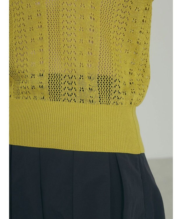 Green Parks ａ．透かし柄ニットプルオーバー Lime Green