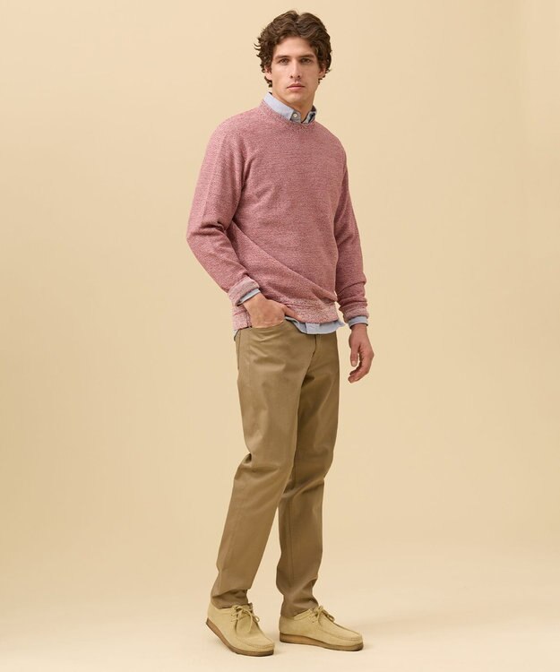 J.PRESS MEN ギマコットンカノコクルーネック ニット レッド系