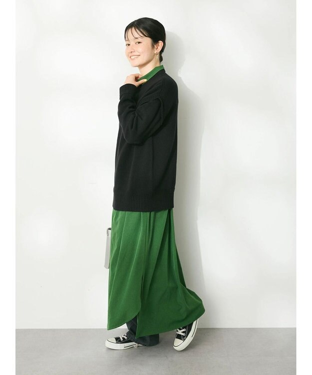 CRAFT STANDARD BOUTIQUE イージーケアタック入りワンピース Green