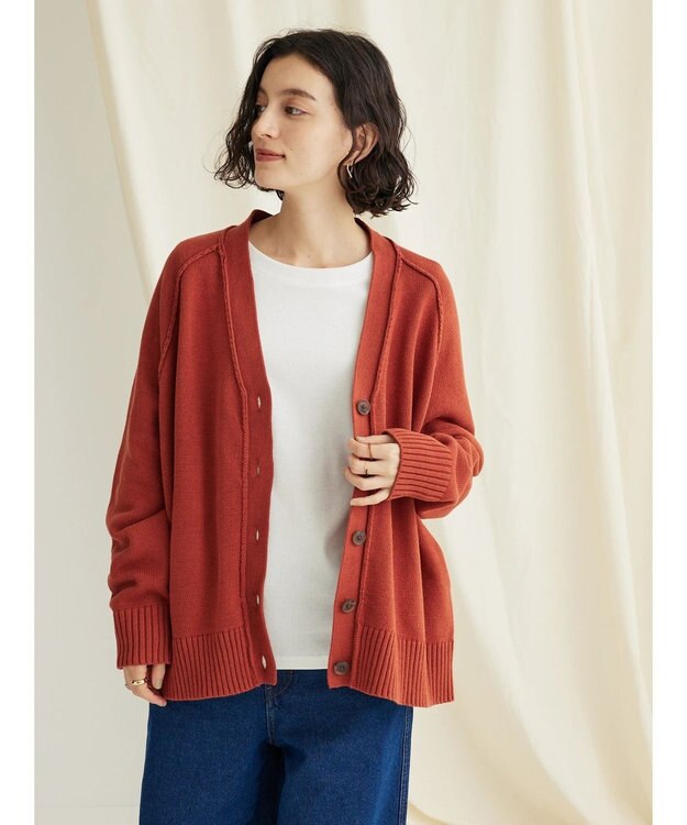 CRAFT STANDARD BOUTIQUE Ｖネックアウトリンキングカーディガン Orange