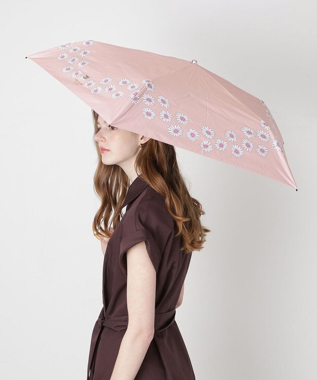 MOONBAT 【 遮光率100％/遮熱/UV】PAUL&JOE ACCESSOIRES(ポール&ジョー) 晴雨兼用日傘  Lovely daisy  クリザンテーム ヌネット 折りたたみ傘 竹手元 ピーチ