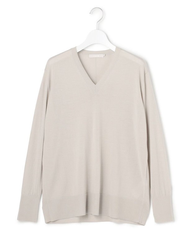 ICB L 【洗える】コンパクトファインウール Vネックニット トープ系