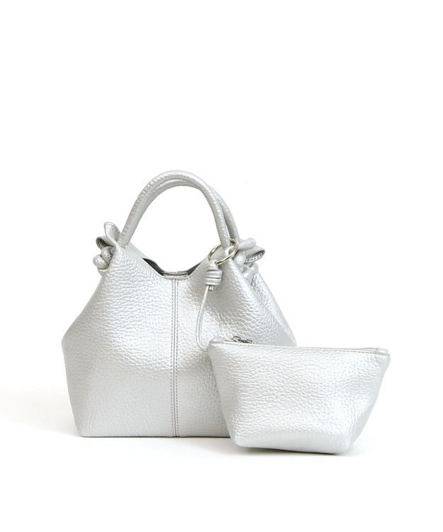 UNBILLION カシュカシュ cachecache / ポーチ付きノットハンドル2wayシボトート シルバー