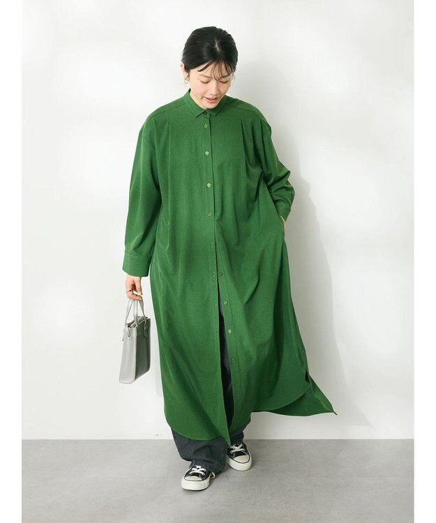 CRAFT STANDARD BOUTIQUE イージーケアタック入りワンピース Green
