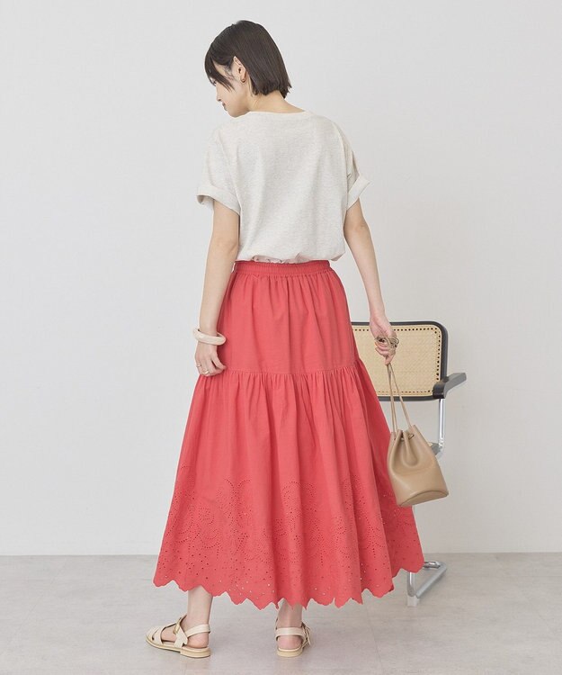 AMERICAN HOLIC アイレット刺繍ティアードスカート Red