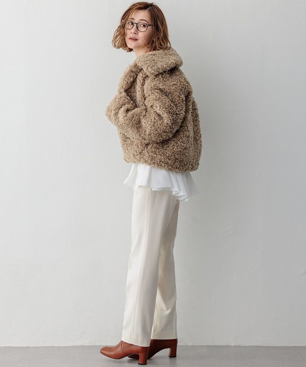 23区 【Oggi2月号掲載/洗える】ウォームストレッチ テーパード パンツ アイボリー系