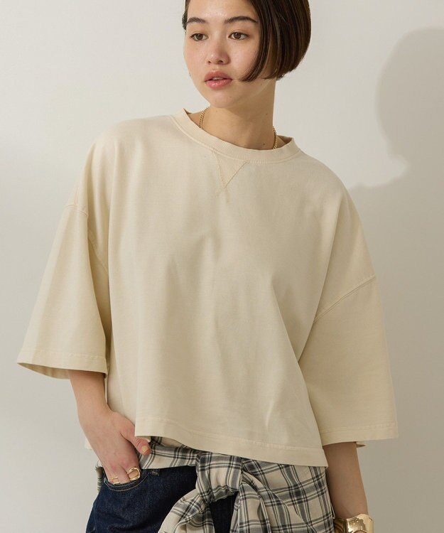 AMERICAN HOLIC ピグメント加工ミニ裏毛半袖プルオーバー Ivory