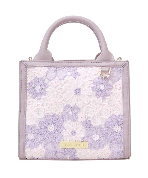 Maison de FLEUR フラワーレース2Wayスクエアトートバッグ Lavender