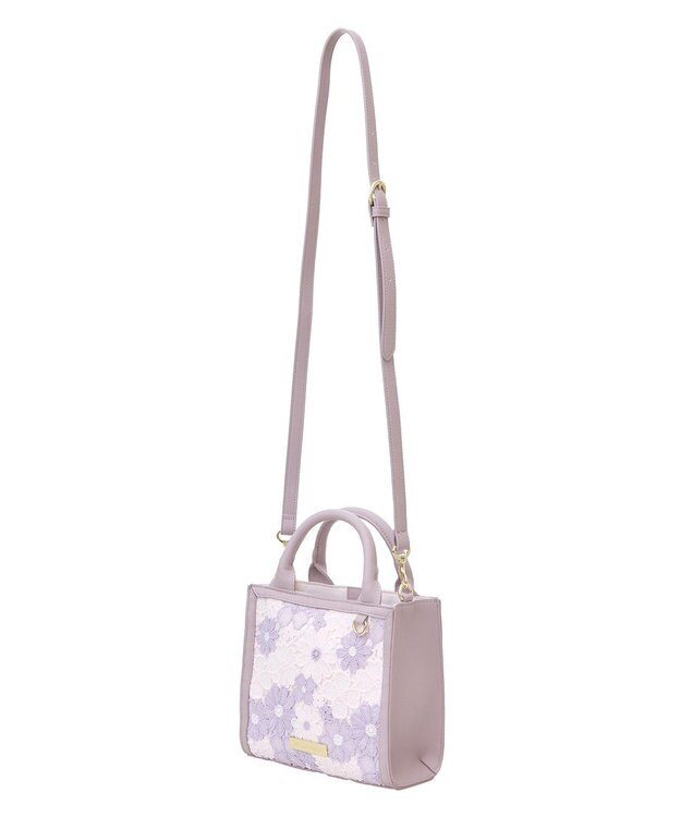 Maison de FLEUR フラワーレース2Wayスクエアトートバッグ Lavender