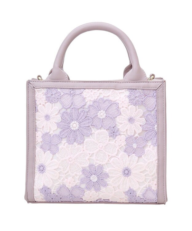 Maison de FLEUR フラワーレース2Wayスクエアトートバッグ Lavender