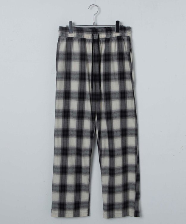 WEGO 【ウエストゴム】オンブレチェックイージーパンツ ホワイトチェック1