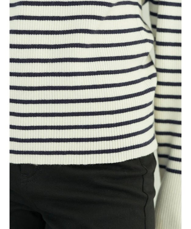 earth music&ecology ゴールド釦スリーブリブプルオーバー Border