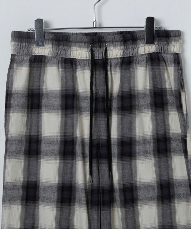 WEGO 【ウエストゴム】オンブレチェックイージーパンツ ホワイトチェック1